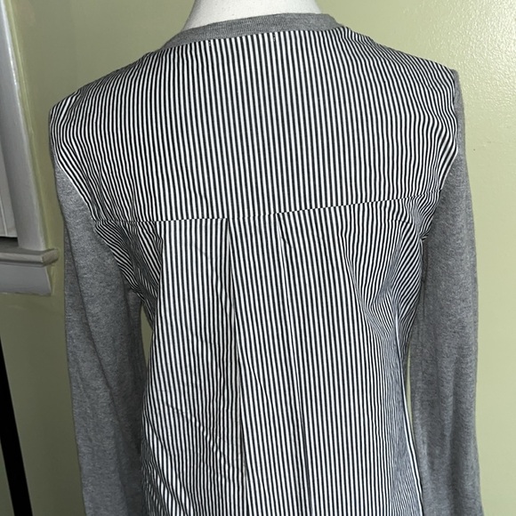 Bailey 44 silk blend button front sweater Pinstripe Back Panel blouse cardigan - Picture 11 of 13